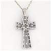 Image 5 : 14K White Gold 0.33 ctw Single Cut White & Black Diamond Cross Pendant w/ Chain