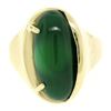 Image 1 : Men's 14k Yellow Gold Oval Cabochon Green Onyx Solitaire Engulfing Ring