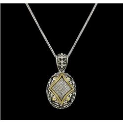 0.25 ctw Diamond Pendant and Chain - Silver/18KT Yellow Gold