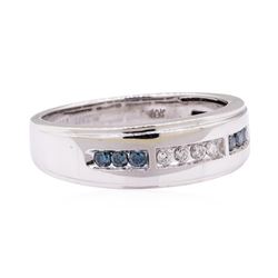 0.70 ctw Blue and White Diamond Ring - 10KT White Gold