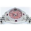 Image 7 : Rolex Ladies Stainless Steel Salmon Stamp Diamond & Ruby Datejust Wristwatch