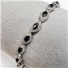 Image 1 : Silver Blacksapphire 7.5"(4.3ct) Bracelet (~weight 14.98g), Appraised Retail $1264 (Estimated Sellin