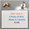 Image 4 : 10K Yellow Gold Burmese Ruby(0.6,ct) Earrings (~weight 0.48g), Made in Canada, Suggested Retail Valu
