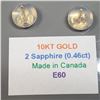 Image 4 : 10K Yellow Gold 2 Sapphire 2In1(0.46ct) Earrings (~weight 0.78g), Made in Canada, Suggested Retail V