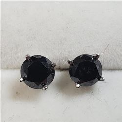 14K White Gold Black Diamond(1.1ct) Earrings (~weight 0.82g), Made in Canada, Suggested Retail Value