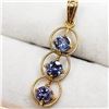 Image 4 : 18K Yellow Gold 3 Tanzanite(1.6ct) Pendant (~weight 1.07g), Made in Canada, Appraised Retail $2775 (