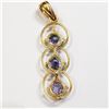 Image 5 : 18K Yellow Gold 3 Tanzanite(1.6ct) Pendant (~weight 1.07g), Made in Canada, Appraised Retail $2775 (