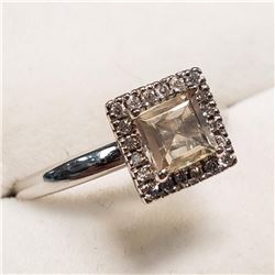 14K White Gold Amazing Rare Color Changing Sultanite (Turkish Diaspore)(1ct) Diamond(0.1ct) Ring (~S