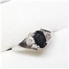 Image 1 : 10K White Gold Sapphire(0.4ct) Diamond(0.05ct) Ring (~Size 6) (~weight 1.25g), Made in Canada, Sugge