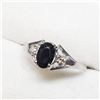 Image 3 : 10K White Gold Sapphire(0.4ct) Diamond(0.05ct) Ring (~Size 6) (~weight 1.25g), Made in Canada, Sugge