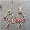 Image 1 : 18K Yellow Gold Pink Sapphire(2ct) Diamond(0.05ct) Earrings (~weight 1.54g), Made in Canada, Apprais