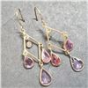 Image 2 : 18K Yellow Gold Pink Sapphire(2ct) Diamond(0.05ct) Earrings (~weight 1.54g), Made in Canada, Apprais