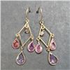 Image 4 : 18K Yellow Gold Pink Sapphire(2ct) Diamond(0.05ct) Earrings (~weight 1.54g), Made in Canada, Apprais
