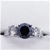 Image 3 : 10K White Gold Black Diamond(1.25ct) Diamond (0.8Ct,I,H-I) Ring (~weight 2.7g), Made in Canada, Appr