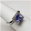 Image 1 : 14K White Gold Tanzanite December B-Stone(1.2ct) Diamond(0.13ct) Ring (~Size 6) (~weight 2.89g), Mad