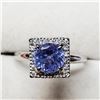 Image 2 : 14K White Gold Tanzanite December B-Stone(1.2ct) Diamond(0.13ct) Ring (~Size 6) (~weight 2.89g), Mad