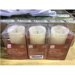 Home Accents Holiday 6" Bisque Wax LED Candle w/ Timer Lot of 3