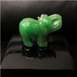 Asian Hand Carved Green Jade Elephant Figure