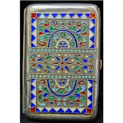 1846-1920 Karl Faberge 84 Silver & Enamel Cigarette Case - Comes With Letter Of Guarantee - MUST SEE