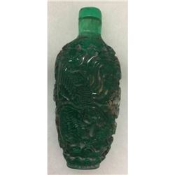 Asian Green Dragon Glass Snuff Bottle