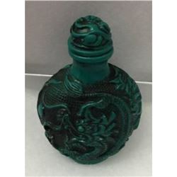 Asian Green Dragon Carved Snuff Bottle