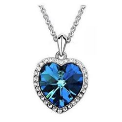 Austrian Crystal with Swarovski Elements - Beautiful blue "Heart of the Ocean" necklace.