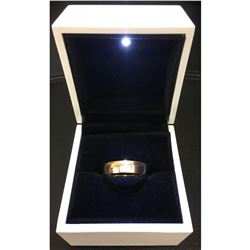 18kt Gold Plated Size 10 Mens Cross Band Ring With LED Enameled Ring Box