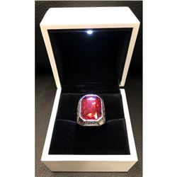 Miao Silver Ring With Red Semi Precious Stone