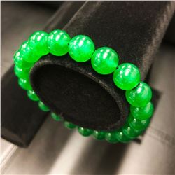 Asian Carved Green Jade Beaded Bracelet