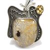 Image 2 : Robert Hache 14K Gold & Silver Citrine Dentrite Designer Jewelry Pendant Chain Necklace