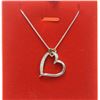 Image 1 : 14K Rose Gold Diamond Silver Heart Pendant Chain Necklace with  Box