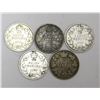 Image 1 : 1902, 1904, 1907, 1908 & 1910 Canada Silver 10 Cent Coins
