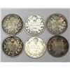 Image 1 : 6x Canada Silver 10 Cent Coins 1902H 1905 1906 1907 1908 & 1909