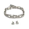 Image 2 : Elizabeth Taylor Gala style Silver Cluster link Bracelet & Earrings Set Fine Jewelry New with Luxury