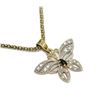 Image 2 : Vintage Styled Blue Sapphire Silver Butterfly Pendant & Rope Chain Necklace