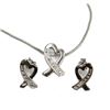 Image 3 : Matching Heart Ribbon Pendant Necklace & Earrings Set Sterling Silver