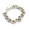 Image 2 : Sterling Silver Toggle Clasp Heavy Link Bracelet with 14k gold ball 8" Wrist Size