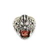 Image 2 : Heavy Mens Sterling Silver Fierce Lion Redstone Ring Size 9.5