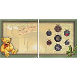 NEW 2005 Canada Holiday 7 coin set colour Teddy Stocking 25 cent coin