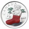 Image 3 : NEW 2005 Canada Holiday 7 coin set colour Teddy Stocking 25 cent coin