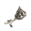 Image 2 : Beautiful Vine Design Silver Ring with Dangling Heart Malachite & Pearl