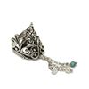 Image 3 : Beautiful Vine Design Silver Ring with Dangling Heart Malachite & Pearl
