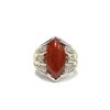 Image 1 : Exotic Burma Style Carnelian Silver Ring with Gold Details Size 7 Fine Jewelry