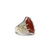 Image 2 : Exotic Burma Style Carnelian Silver Ring with Gold Details Size 7 Fine Jewelry