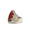 Image 3 : Exotic Burma Style Carnelian Silver Ring with Gold Details Size 7 Fine Jewelry