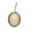 Image 1 : Victorian Style Carved Shell Cameo Silver Pendant for necklace