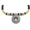 Image 2 : Necklace Tibetan Nepalese Silver Spiritual Circular Medallion Pendant Woven Rope