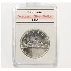 1965 Canada Voyageur Silver $1 Canoe Dollar Coin Special Slab Case