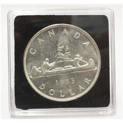 1953 Canada Voyageur Silver $1 Canoe Dollar Coin Special capsule Case