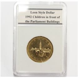 1992 Canada $1 Children in front of Parliament Coin Mint with Slab Capsule